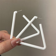 0698 White Oversized Triangle 925 Silver Needle