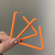 0698 Orange Oversized Triangle 925 Silver Needle