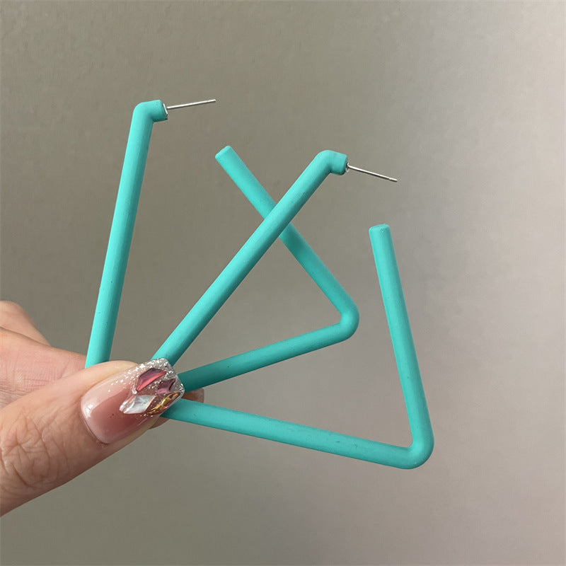 Exaggerated Geometric Large Earrings For Women In Yellow And Green Acrylic With Stoving Varnish Finish