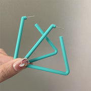 0698 Lake Blue Oversized Triangle 925 Silver Needle