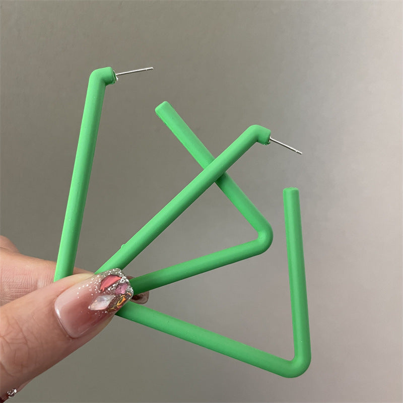 Exaggerated Geometric Large Earrings For Women In Yellow And Green Acrylic With Stoving Varnish Finish