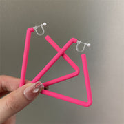 0698 Fluorescent Rose Oversized Triangle Plastic Spring Ear Clip