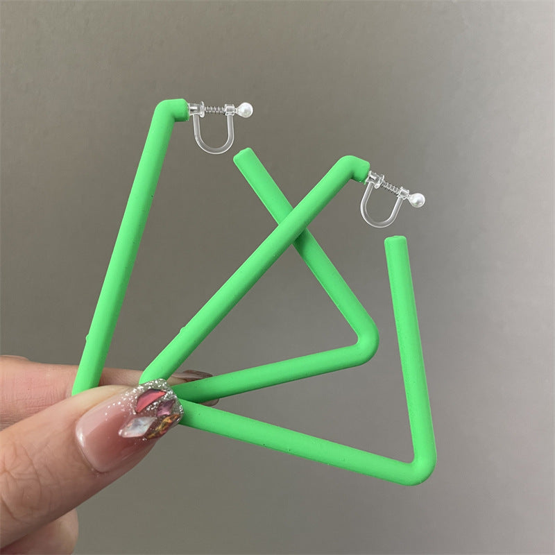 Exaggerated Geometric Large Earrings For Women In Yellow And Green Acrylic With Stoving Varnish Finish