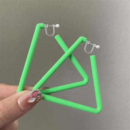Exaggerated Geometric Large Earrings For Women In Yellow And Green Acrylic With Stoving Varnish Finish