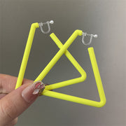 0698 Fluorescent Yellow Oversized Triangle Plastic Spring Ear Clip