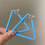 0698 Blue Oversized Triangle Plastic Spring Ear Clip