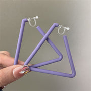 0698 Purple Oversized Triangular Ring Plastic Spring Ear Clip