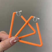 0698 Orange Oversized Triangular Ring Plastic Spring Ear Clip