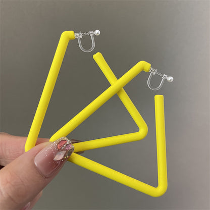 Exaggerated Geometric Large Earrings For Women In Yellow And Green Acrylic With Stoving Varnish Finish