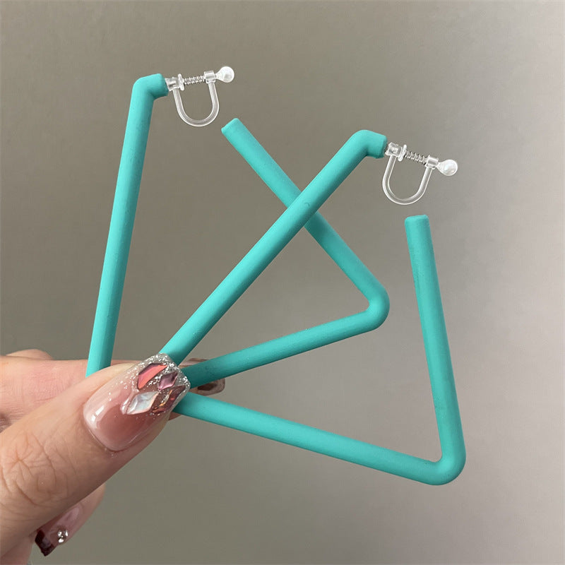 Exaggerated Geometric Large Earrings For Women In Yellow And Green Acrylic With Stoving Varnish Finish
