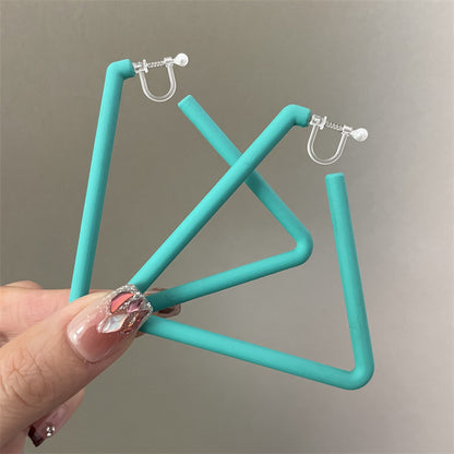 Exaggerated Geometric Large Earrings For Women In Yellow And Green Acrylic With Stoving Varnish Finish