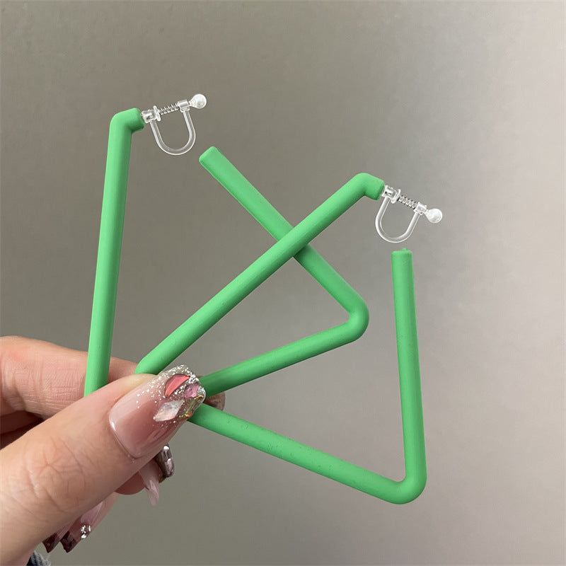 Exaggerated Geometric Large Earrings For Women In Yellow And Green Acrylic With Stoving Varnish Finish