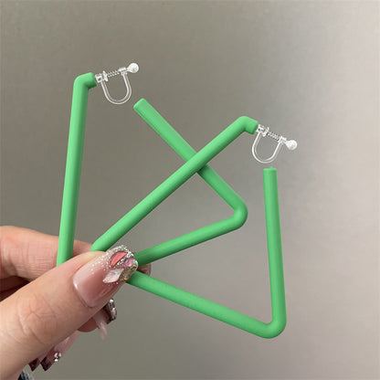 Exaggerated Geometric Large Earrings For Women In Yellow And Green Acrylic With Stoving Varnish Finish