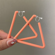 0698 Light Pink Oversized Triangular Ring Plastic Spring Ear Clip
