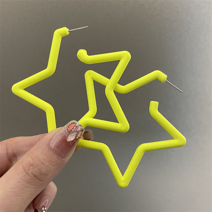 Pentagram Earrings For Women In Exaggerated Style With Acrylic Material And Stoving Varnish Finish, Available In Colour