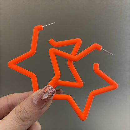 Pentagram Earrings For Women In Exaggerated Style With Acrylic Material And Stoving Varnish Finish, Available In Colour