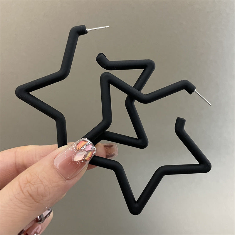 Pentagram Earrings For Women In Exaggerated Style With Acrylic Material And Stoving Varnish Finish, Available In Colour