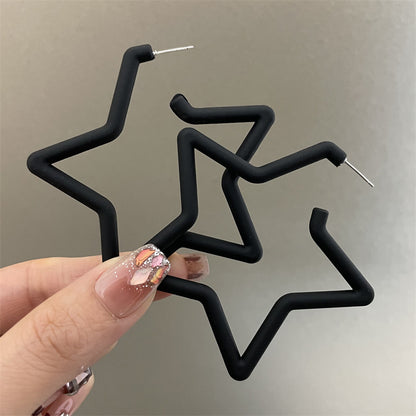 Pentagram Earrings For Women In Exaggerated Style With Acrylic Material And Stoving Varnish Finish, Available In Colour