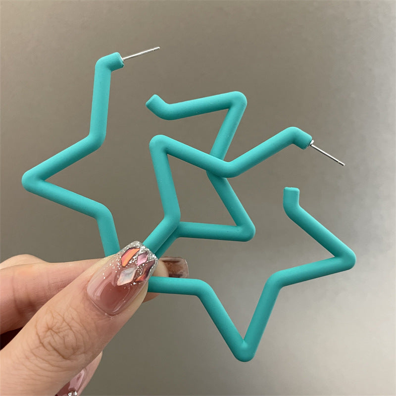 Pentagram Earrings For Women In Exaggerated Style With Acrylic Material And Stoving Varnish Finish, Available In Colour