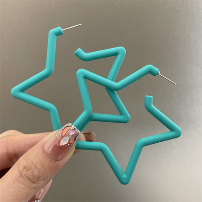 Pentagram Earrings For Women In Exaggerated Style With Acrylic Material And Stoving Varnish Finish, Available In Colour