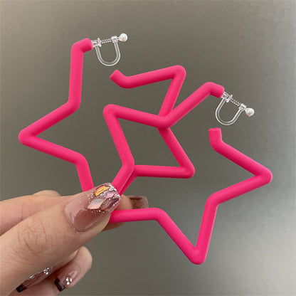 Pentagram Earrings For Women In Exaggerated Style With Acrylic Material And Stoving Varnish Finish, Available In Colour