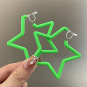 0535 Fluorescent Green Super Star Spring Plastic Ear Clip