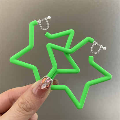 Pentagram Earrings For Women In Exaggerated Style With Acrylic Material And Stoving Varnish Finish, Available In Colour