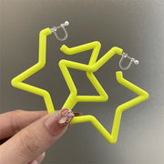 0535 Fluorescent Yellow Super Star Spring Plastic Ear Clip