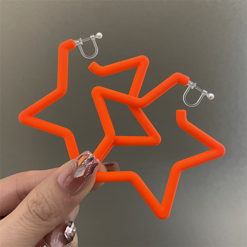 Pentagram Earrings For Women In Exaggerated Style With Acrylic Material And Stoving Varnish Finish, Available In Colour