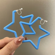 0535 Blue Oversized Star Spring Plastic Ear Clip
