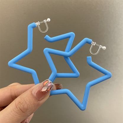 Pentagram Earrings For Women In Exaggerated Style With Acrylic Material And Stoving Varnish Finish, Available In Colour