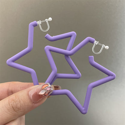 Pentagram Earrings For Women In Exaggerated Style With Acrylic Material And Stoving Varnish Finish, Available In Colour