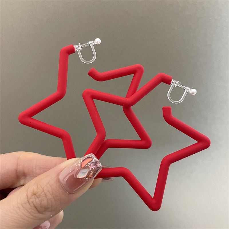Pentagram Earrings For Women In Exaggerated Style With Acrylic Material And Stoving Varnish Finish, Available In Colour