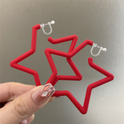 0535 Red Oversized Star Spring Plastic Ear Clip