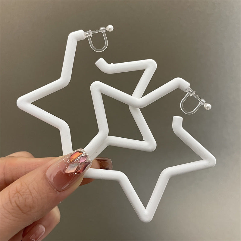 Pentagram Earrings For Women In Exaggerated Style With Acrylic Material And Stoving Varnish Finish, Available In Colour