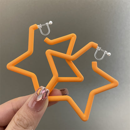 Pentagram Earrings For Women In Exaggerated Style With Acrylic Material And Stoving Varnish Finish, Available In Colour