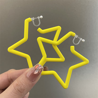 Pentagram Earrings For Women In Exaggerated Style With Acrylic Material And Stoving Varnish Finish, Available In Colour