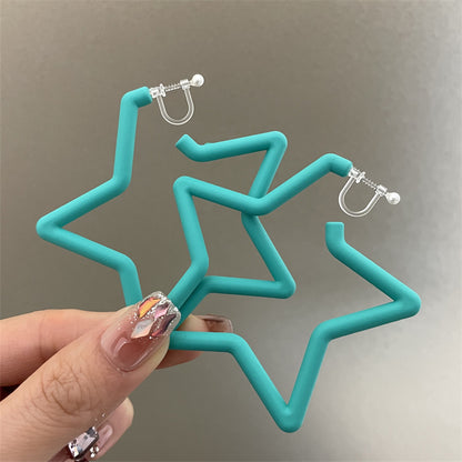 Pentagram Earrings For Women In Exaggerated Style With Acrylic Material And Stoving Varnish Finish, Available In Colour