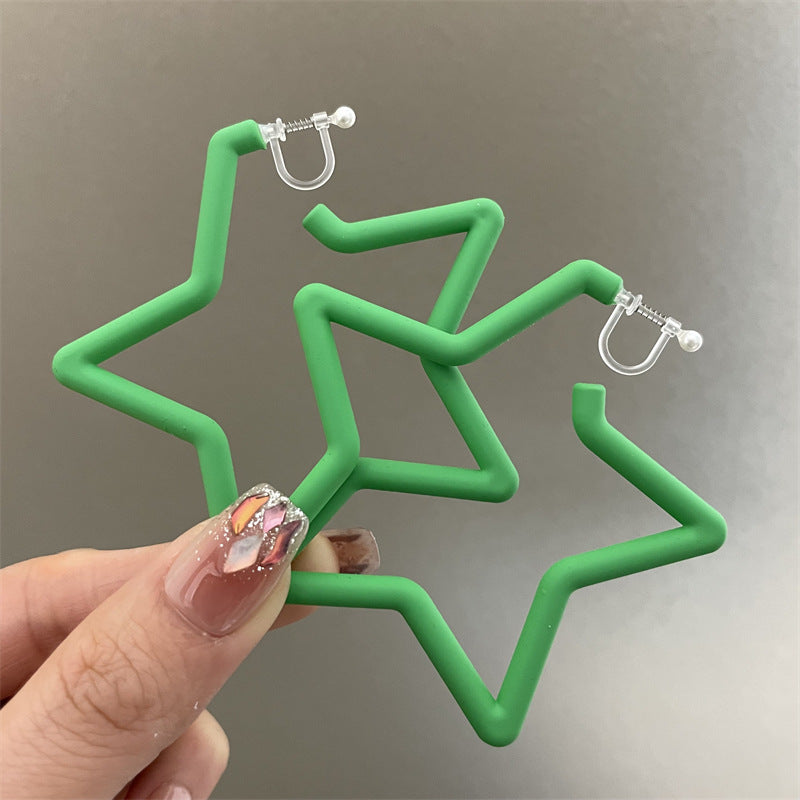 Pentagram Earrings For Women In Exaggerated Style With Acrylic Material And Stoving Varnish Finish, Available In Colour
