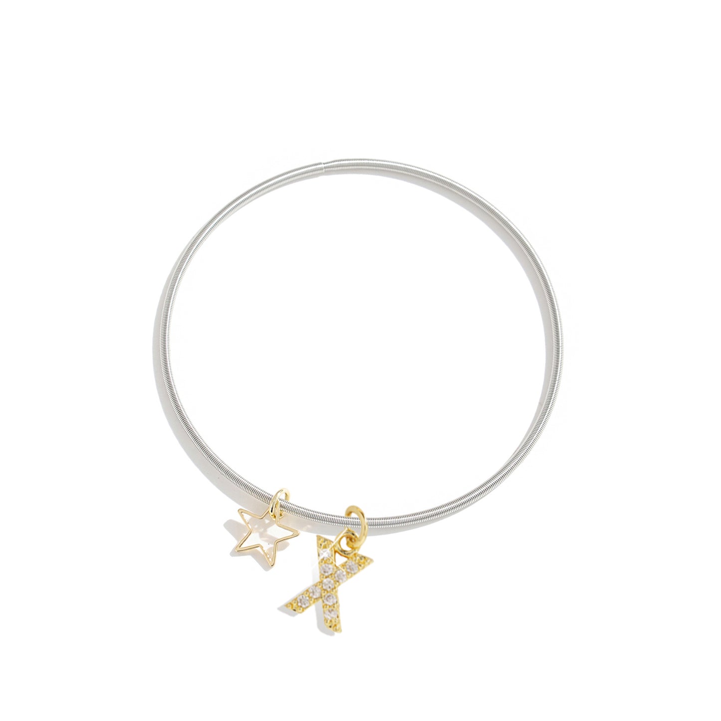 Pentagram Couple Wristband For Him And Her In 304 Stainless Steel With 18K Real Gold Plated And Zircon Inlay, Featuring Tube Chain