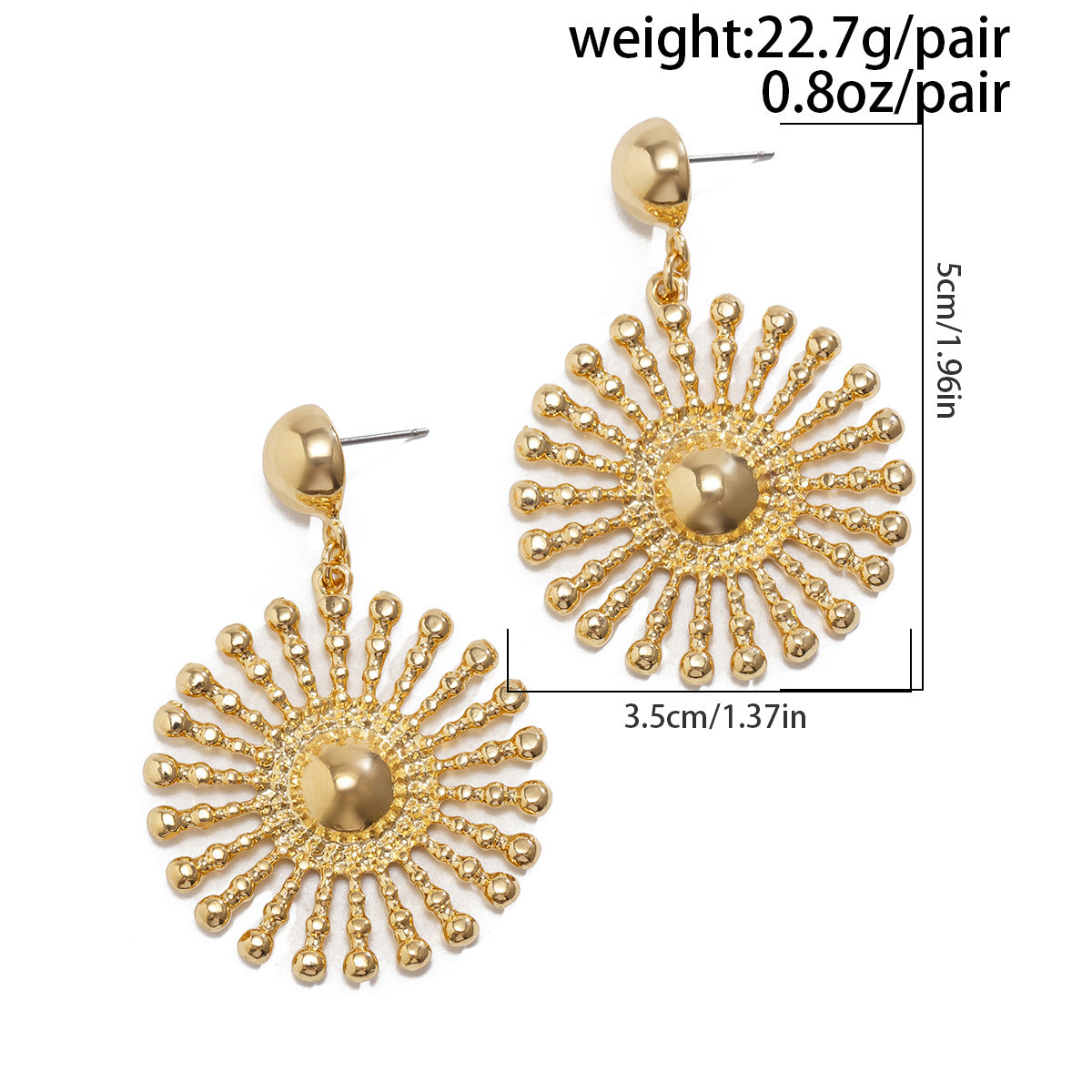 Exaggerated Heart Shape Earrings For Women In Golden Alloy, Stylish And Bold Design
