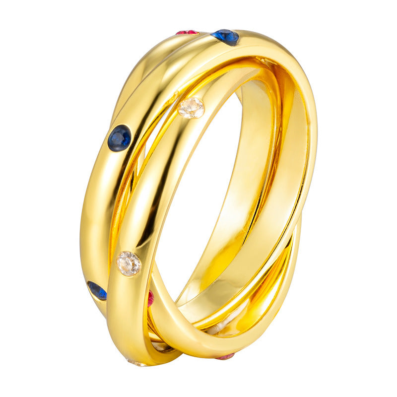 Retro Geometric Titanium Steel Ring For Women In Colour