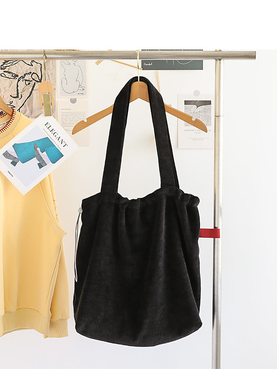 Casual Pure Color Corduroy Shoulder Bag