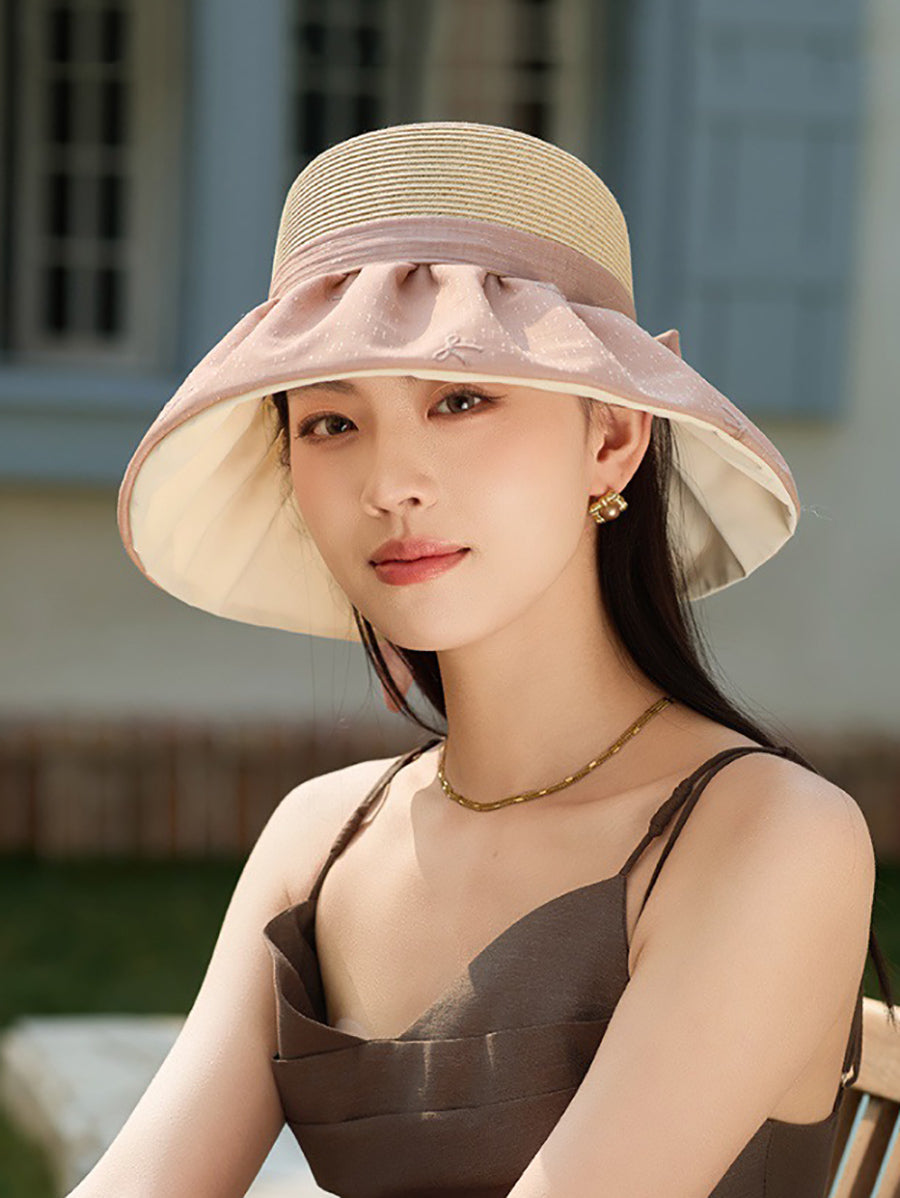 Women Summer Sunproof Straw Spliced Hat
