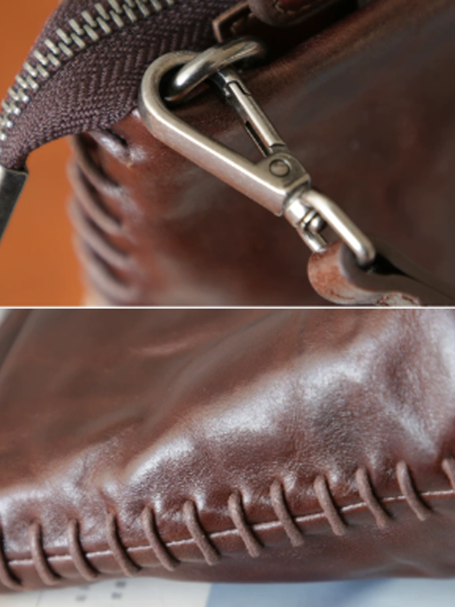 Vintage Leather Artistic Bucket Bag