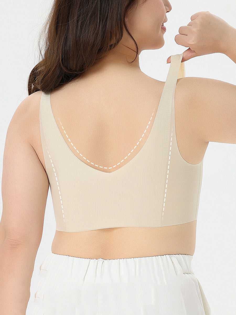 Women Summer Casual Pure Color Satin Seamless Bra