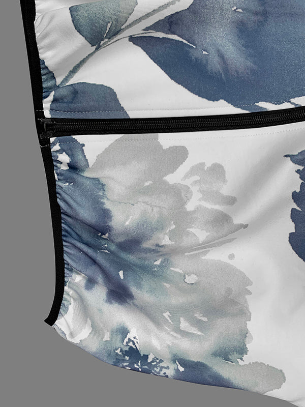 Loose Puff Sleeves Floral Printed Stand Collar Jackets Outerwear