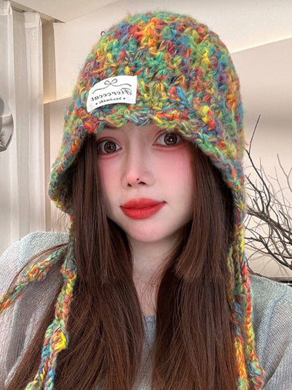 Contrast Color Keep Warm Tasseled Hats