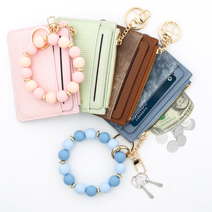 PU Leather Card Holder For Women Featuring Beading Design, Square Shape, And Waterproof Function