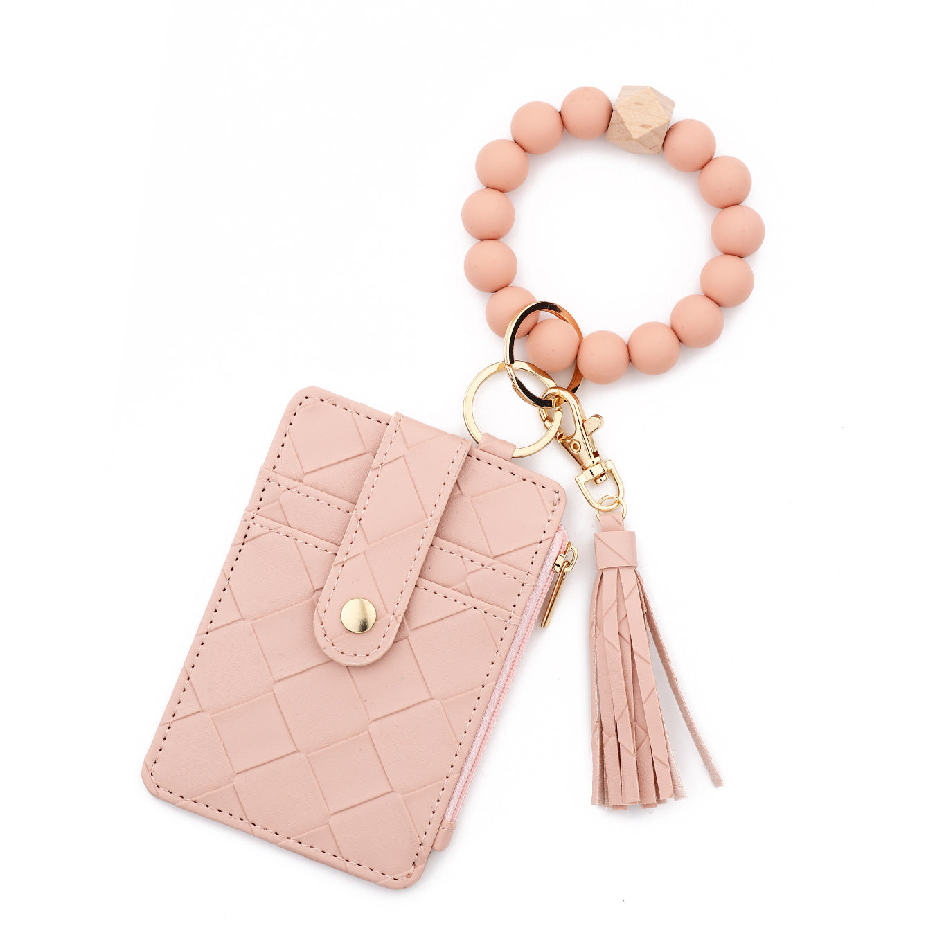 Lattice Key Chain In Beige, Stylish Accessory For Keys And Bags